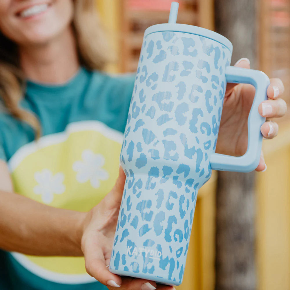Light Blue Cheetah 38oz Tumbler