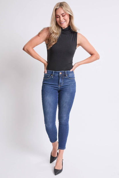 High Rise Basic 5 Pocket Skinny Jeans: Dark Indigo / 12