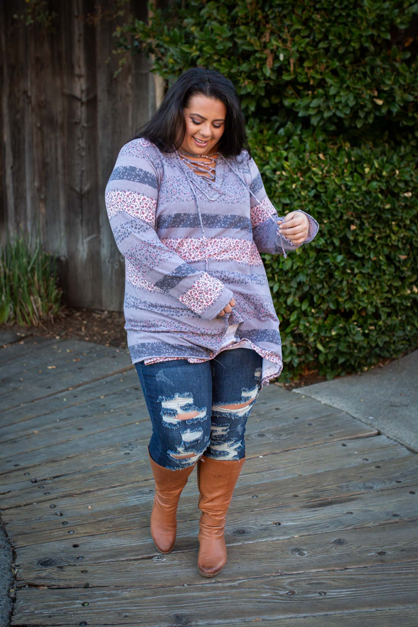 Floral Paths Long Sleeve Tunic