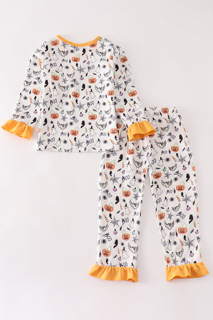 Halloween print girl pajamas set