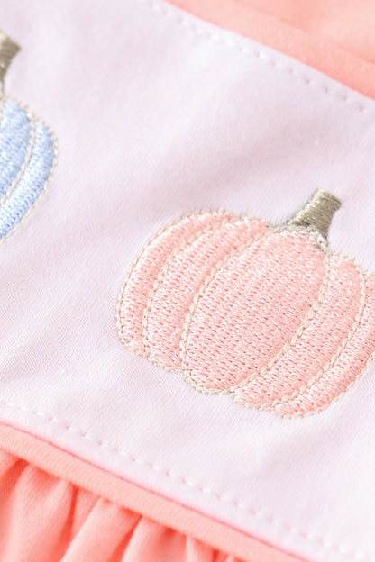 Pink pumpkin embroidery girl set