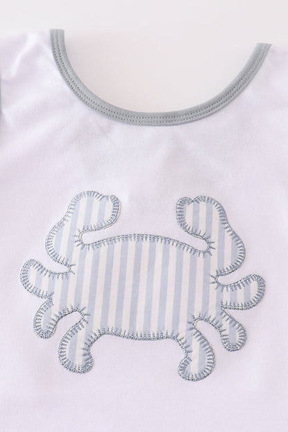 White crab applique girl set