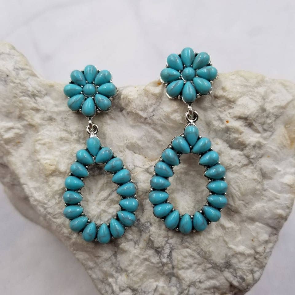 Floower Turquoise Teardrop Earrings