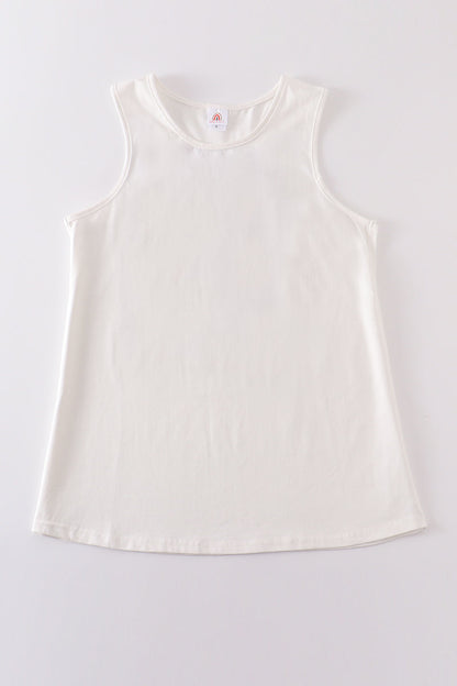 White blank basic kids teens adult tank top