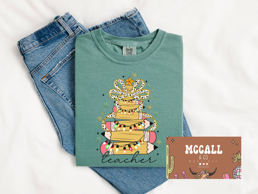 Teacher Pencil Tree Comfort Colors Tee