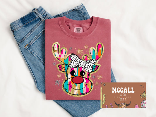 Colorful Rudolph Comfort Colors Tee