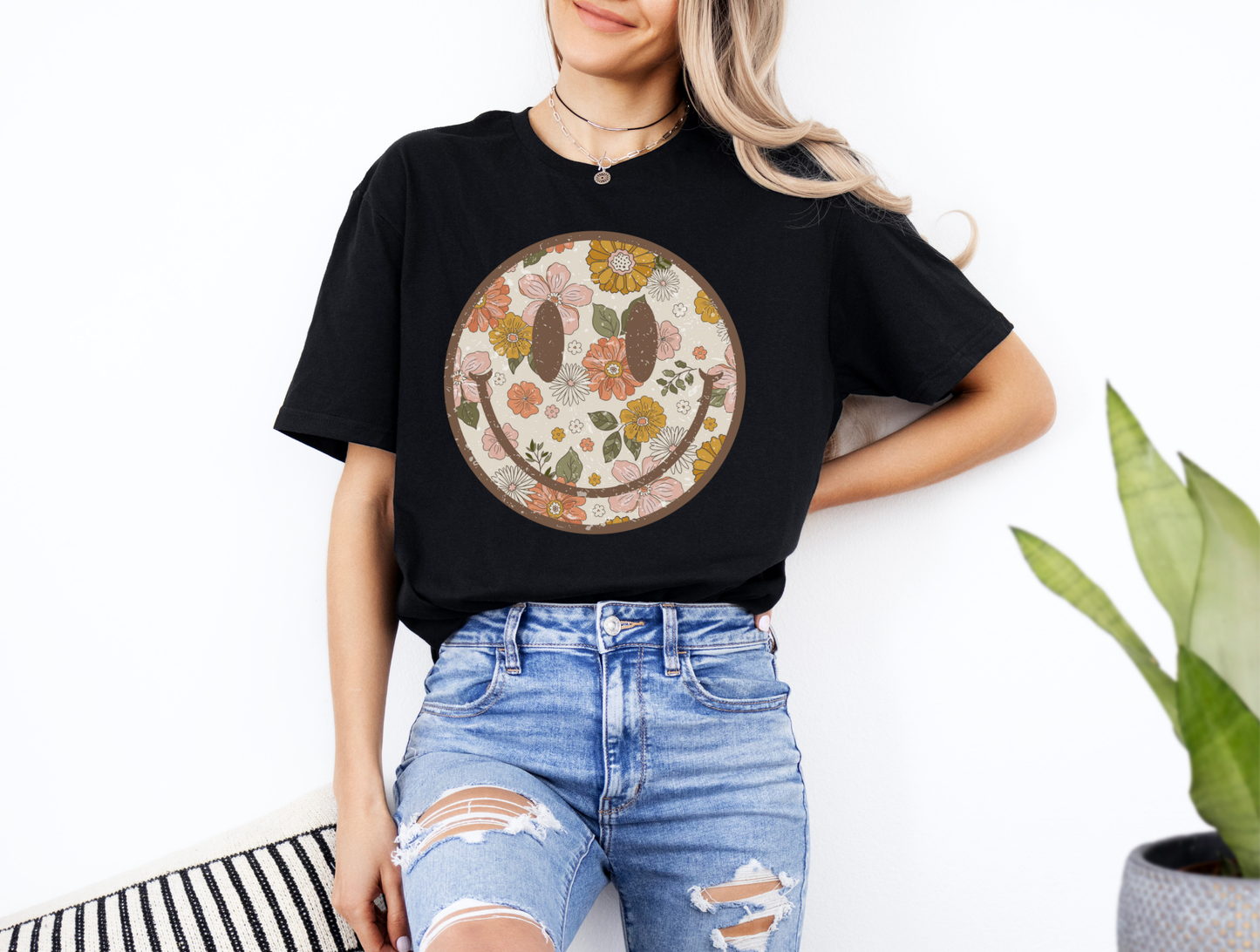 Floral Smiley Face Tee