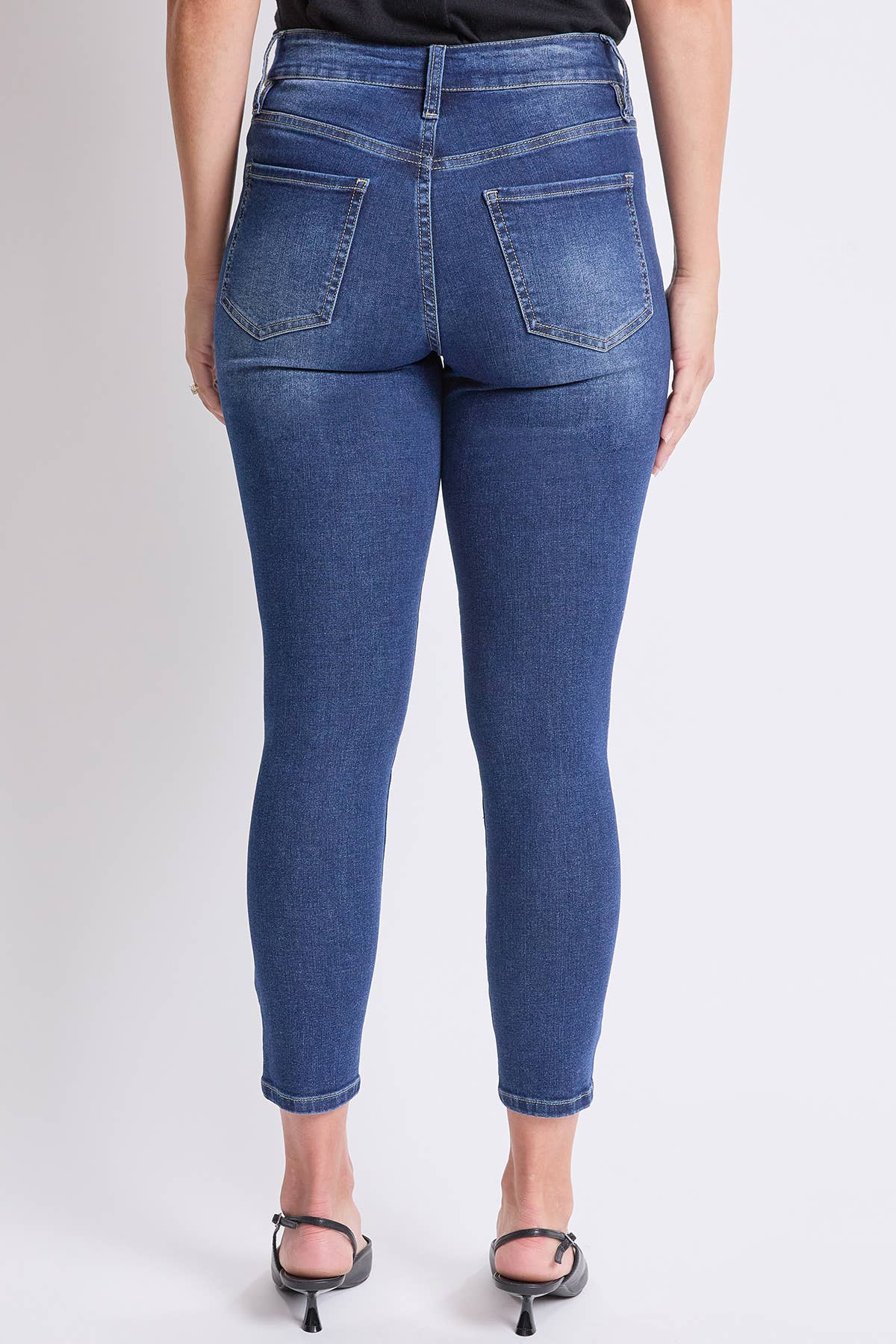 High Rise Basic 5 Pocket Skinny Jeans: Dark Indigo / 12