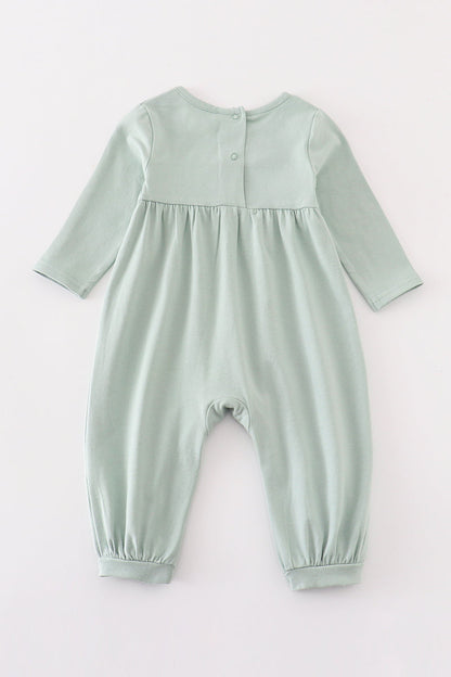 Premium Green cow applique boy romper