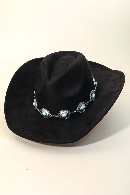 Black turquoise cowboy hat