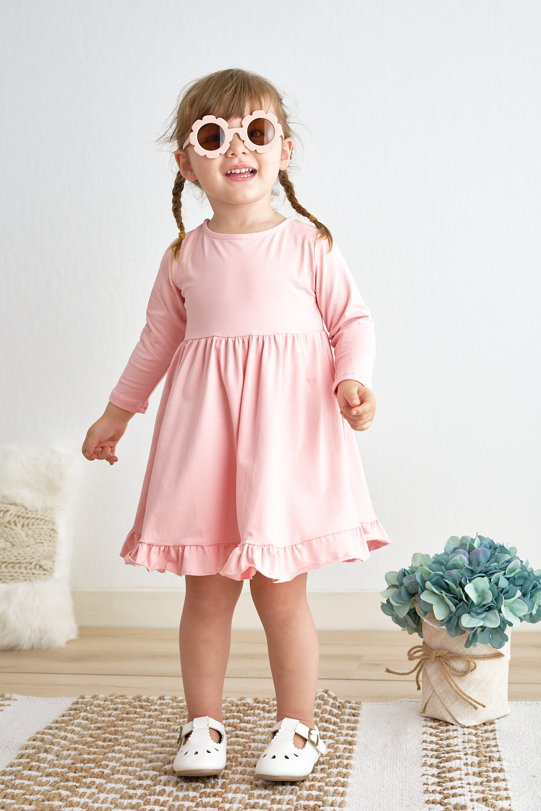 Pink ruffle girl dress