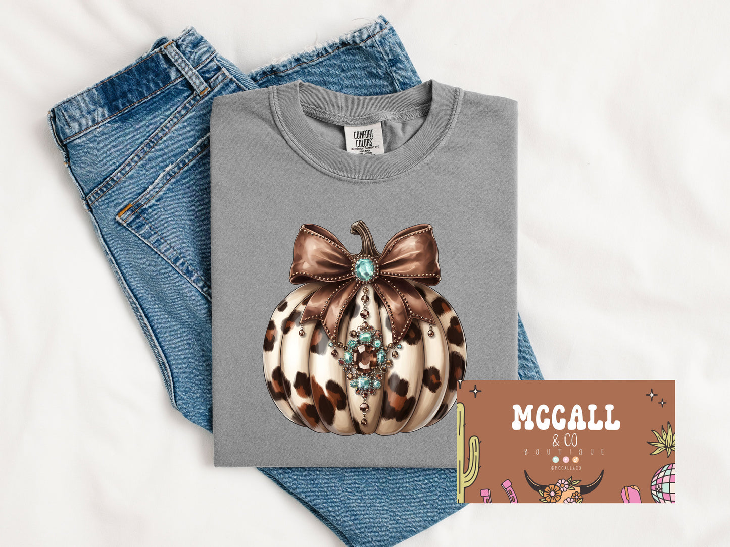 Cowprint pumpkin Comfort Colors Tee