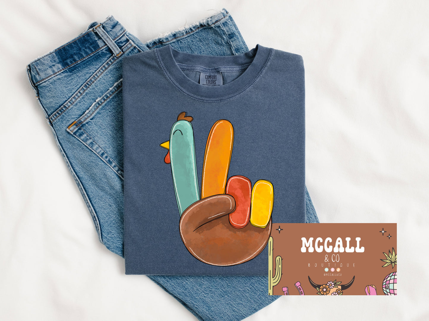 Turkey peace sign Comfort Colors Tee