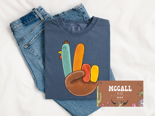 Turkey peace sign Comfort Colors Tee