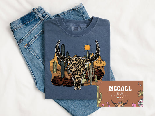 Desert leopard skull Comfort Colors Tee