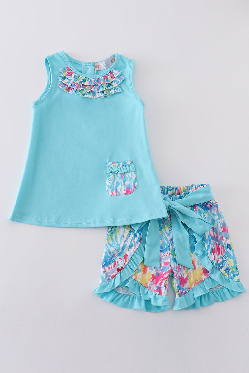 Mint rainbow splash girl set