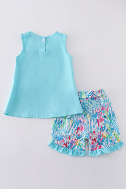 Mint rainbow splash girl set