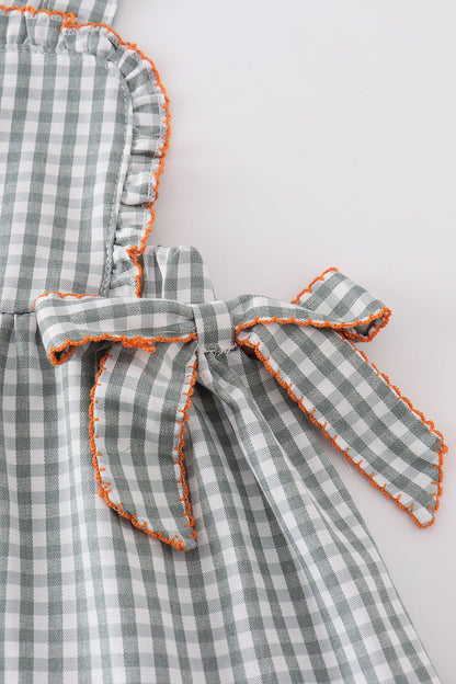 Green woven girl gingham set