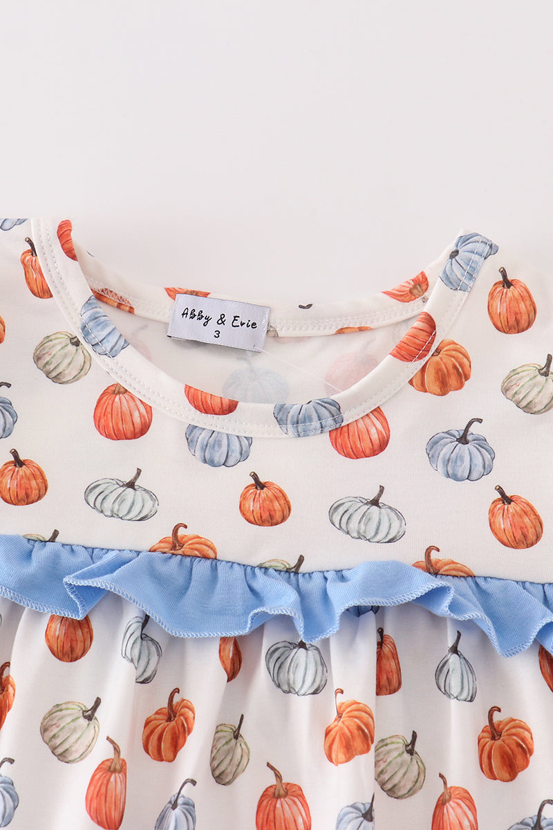 Blue pumpkin ruffle dress