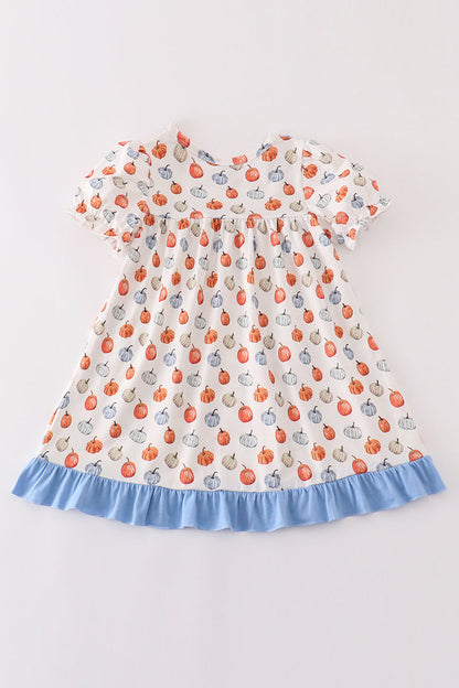 Blue pumpkin ruffle dress