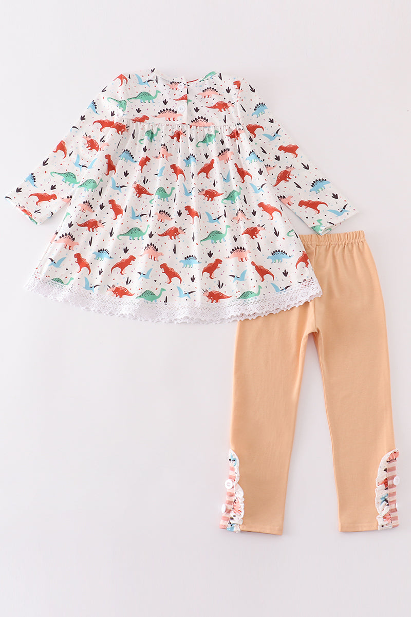 Pink dinosaur print girl set