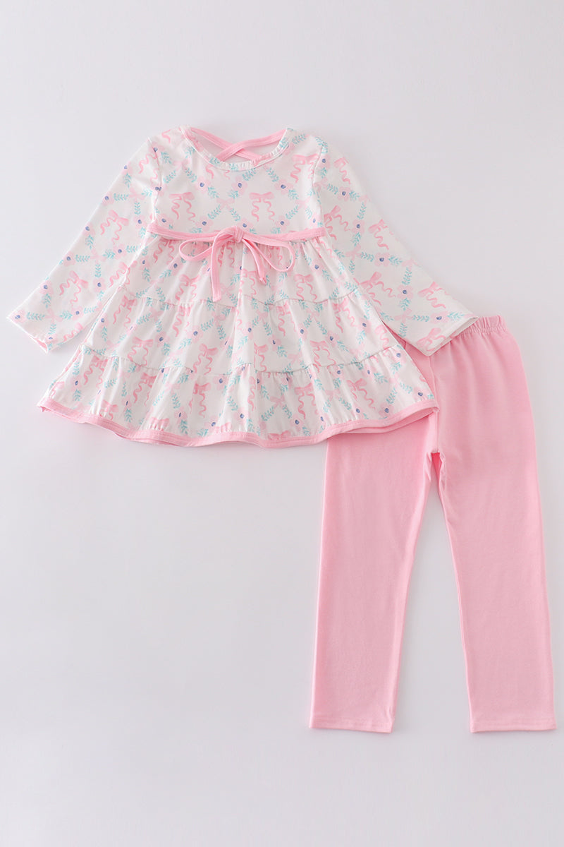 Pink floral ruffle girl set