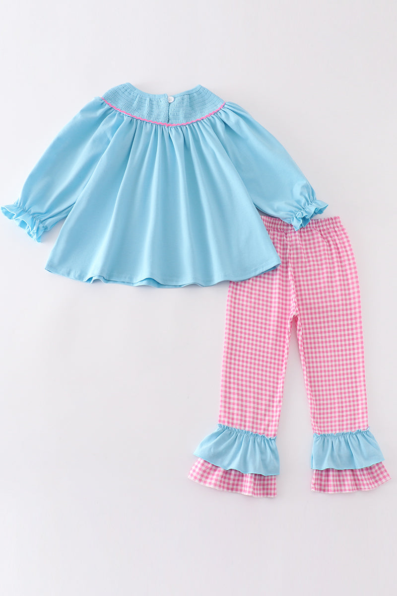 Blue valentine XOXO smocked girl set