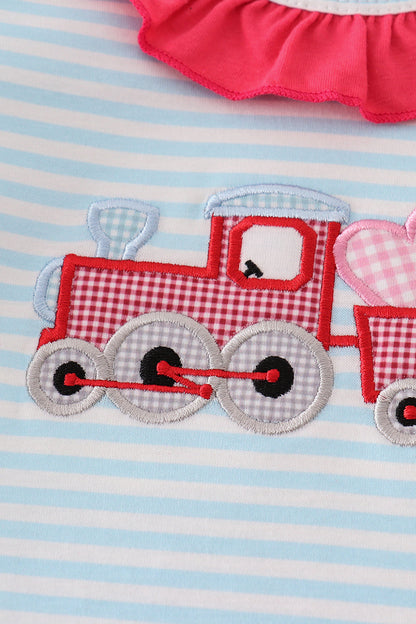 Pink truck heart applique girl bloomer set