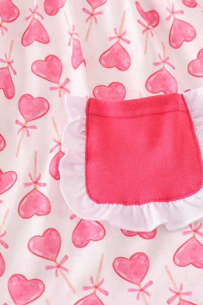 Pink valentine heart girl set