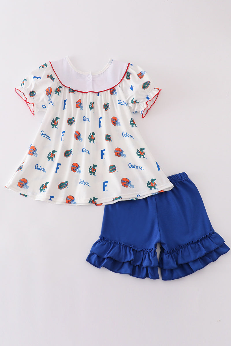 Blue gators embroidery girl set