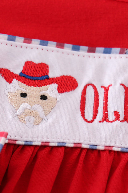 Red ole miss embroidery girl bloomer set