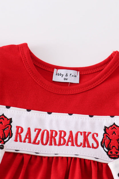 Red razorbacks embroidery girl bloomer set