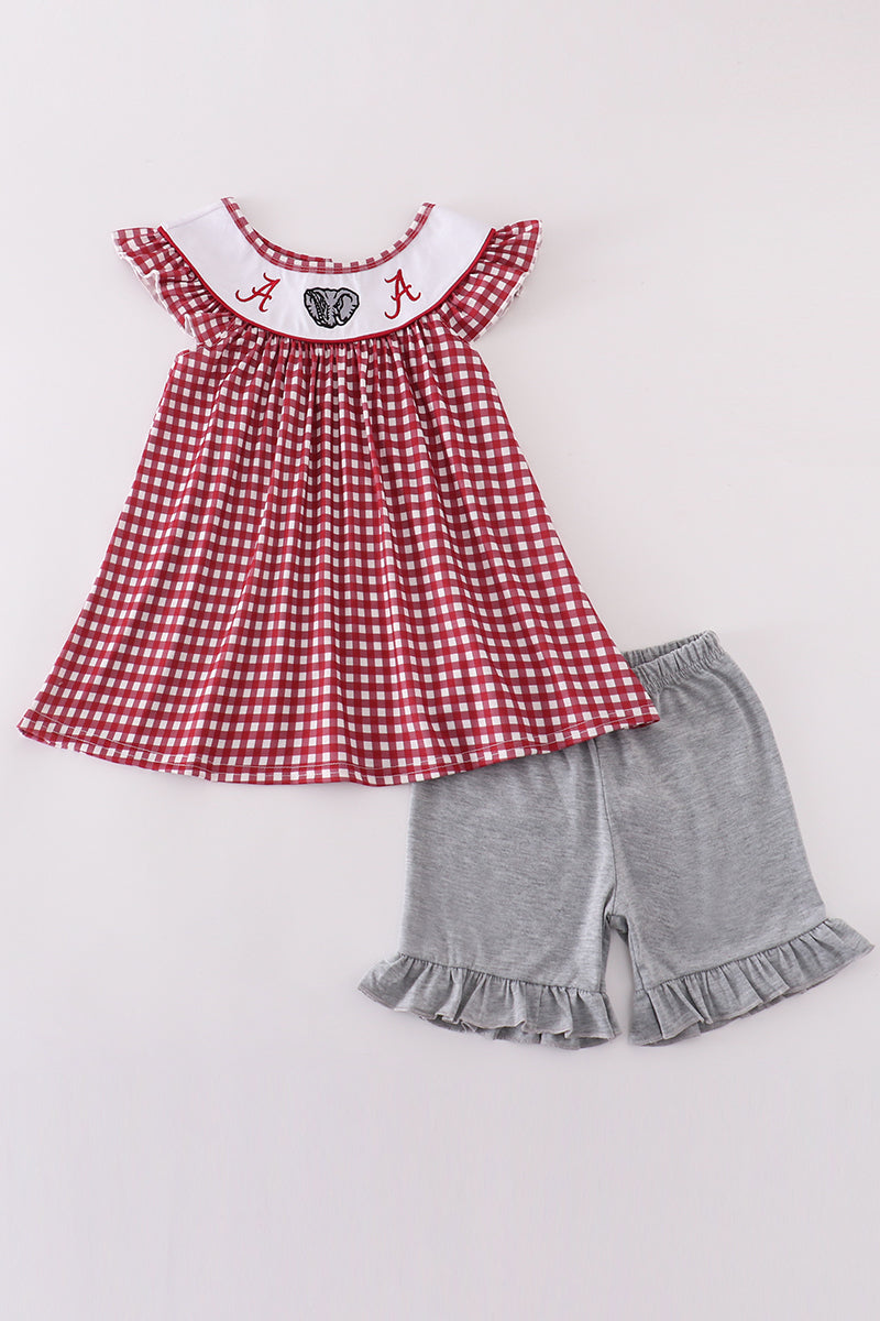 Alabama embroidery girl gingham set