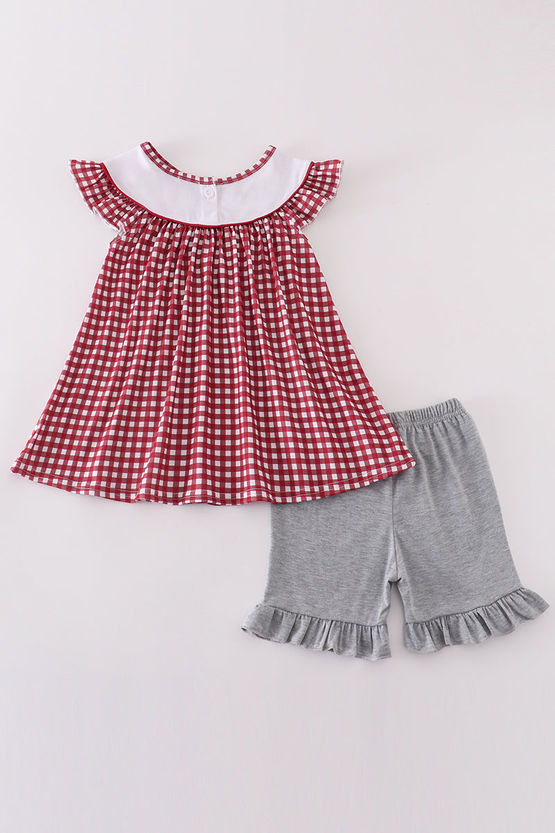 Alabama embroidery girl gingham set