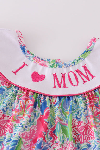 Garden bloom I love MOM embroidery girl set