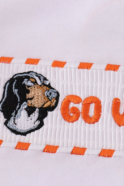 Orange Tennessee GO VOLS embroidery smocked checkered shorts set