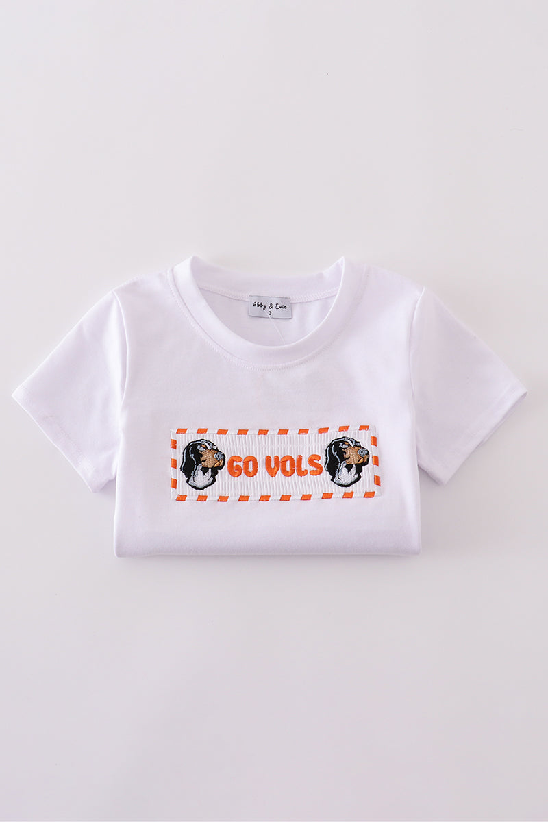 Orange Tennessee GO VOLS embroidery smocked checkered shorts set