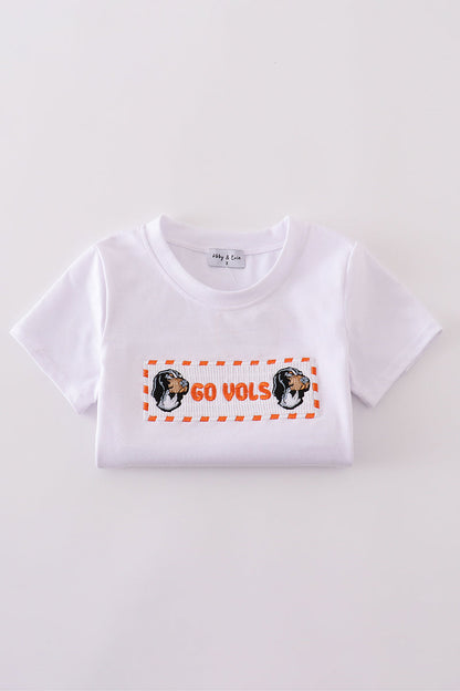 Orange Tennessee GO VOLS embroidery smocked checkered shorts set