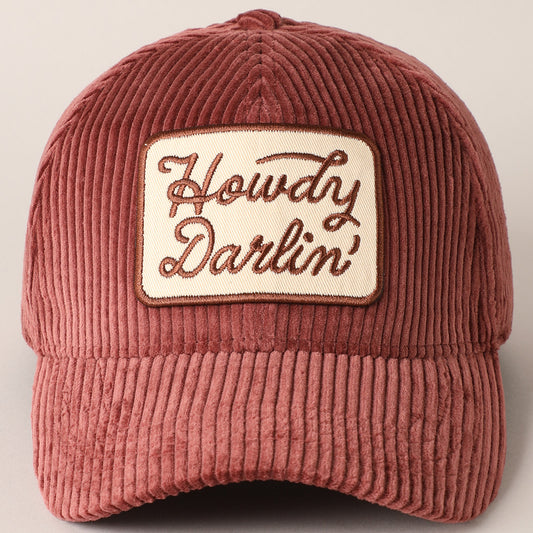 Red Howdy Darlin' Corduroy Hat