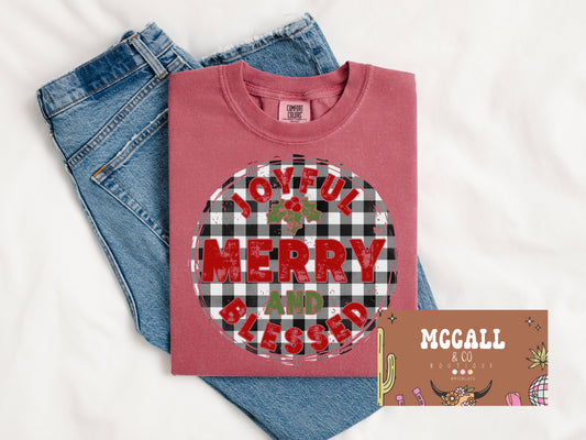 Joyful Merry and Blessed Comfort Colors Tee