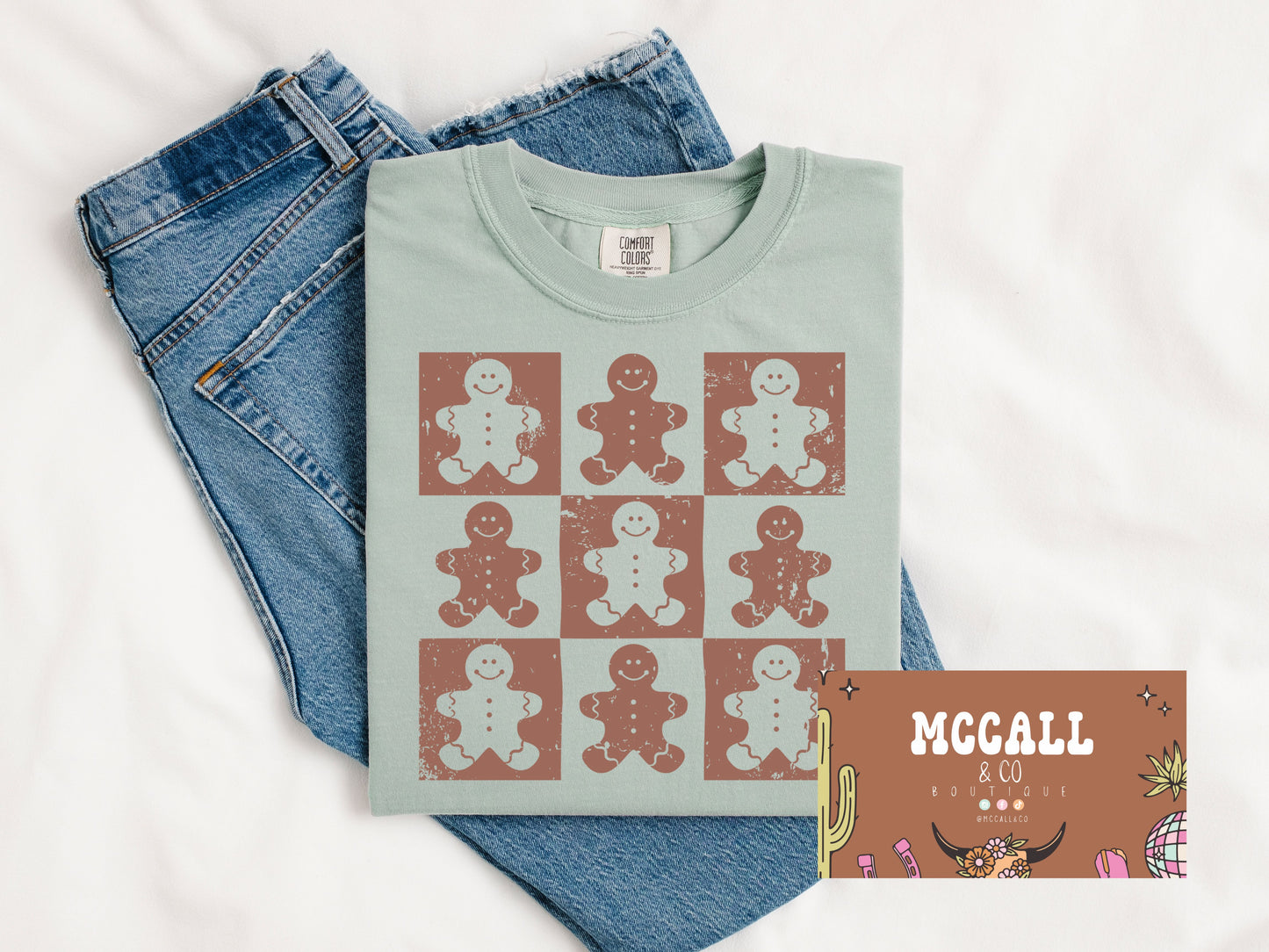 Checkered Gingerbread men Comfort Colors Tee