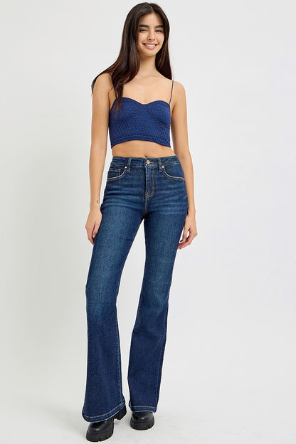 RISEN Full Size High Rise Flare Jeans with Pockets