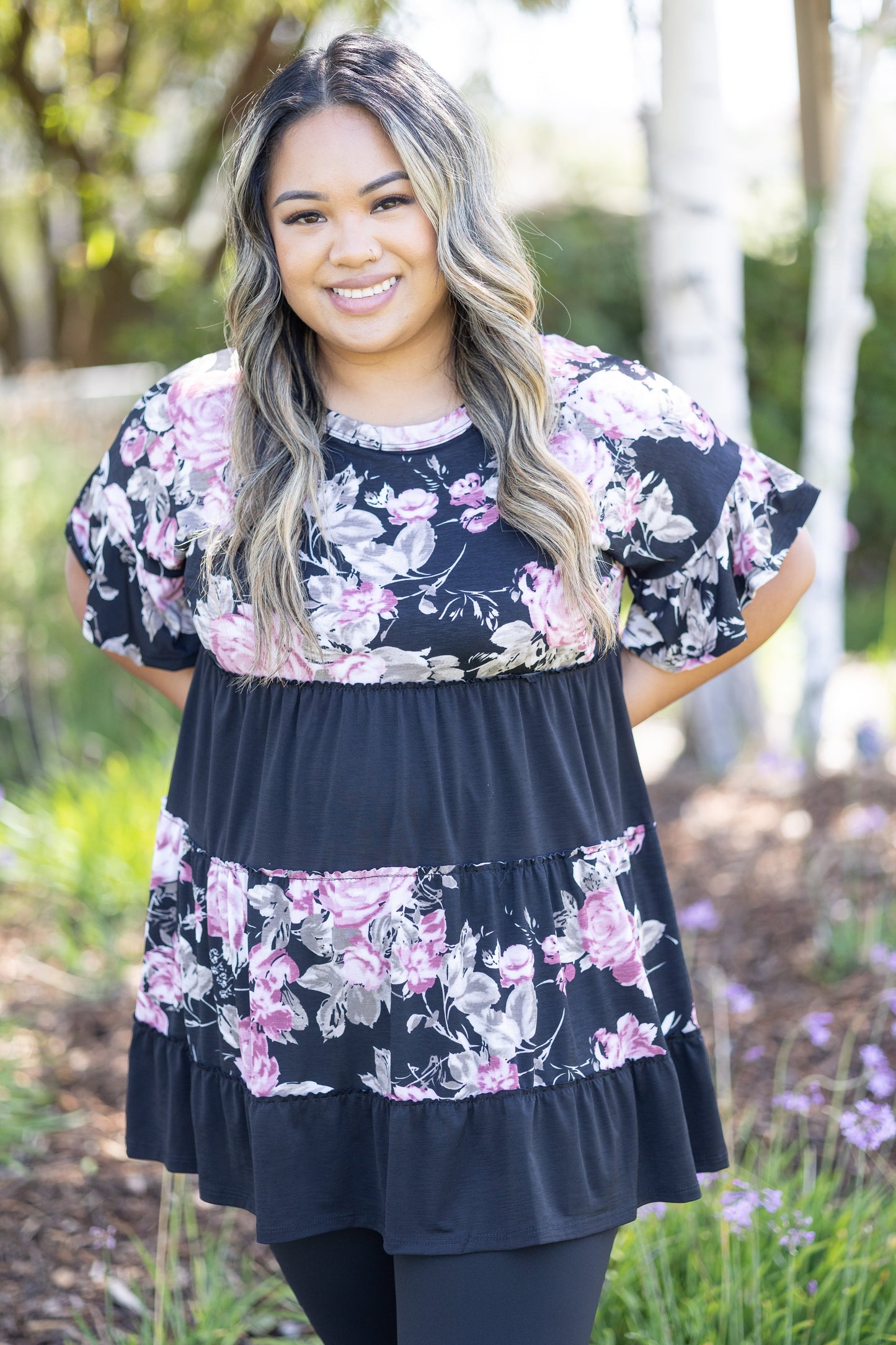 Vintage Rose Ruffled Tunic